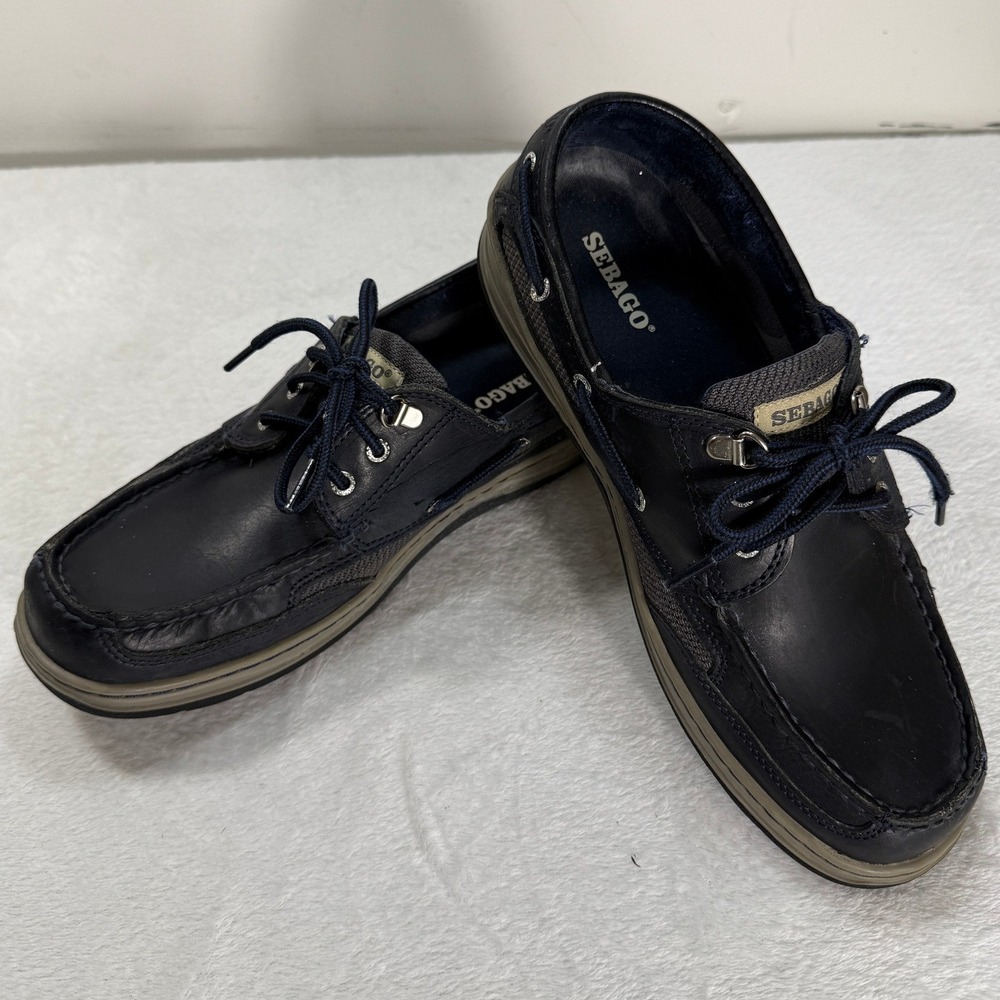 Sebago Clovehitch II Mens 9.5 R Navy Blue Leather Mesh Boat Shoes Loafers Vent